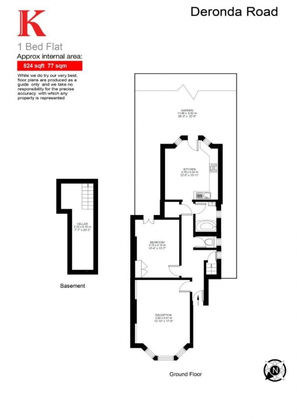 Floor Plan Image for 1 Bedroom Flat for Sale in Deronda Road, SE24