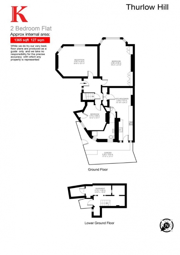 Floor Plan Image for 2 Bedroom Flat for Sale in Thurlow Hill, Herne Hill, London