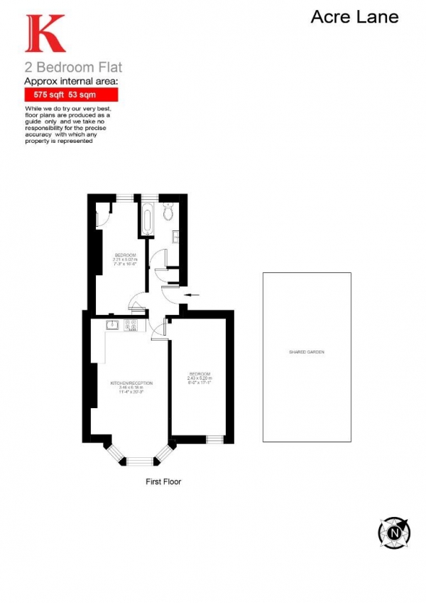 Floor Plan Image for 2 Bedroom Flat for Sale in Acre Lane, Brixton, London