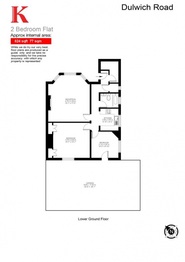 Floor Plan Image for 2 Bedroom Flat for Sale in Dulwich Road, SE24