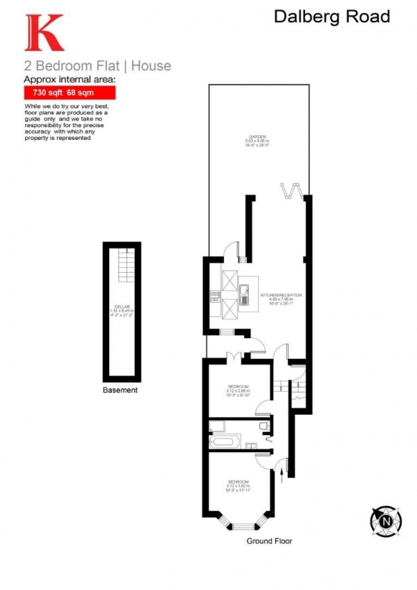 Floor Plan Image for 2 Bedroom Flat for Sale in Dalberg Road, Brixton, London