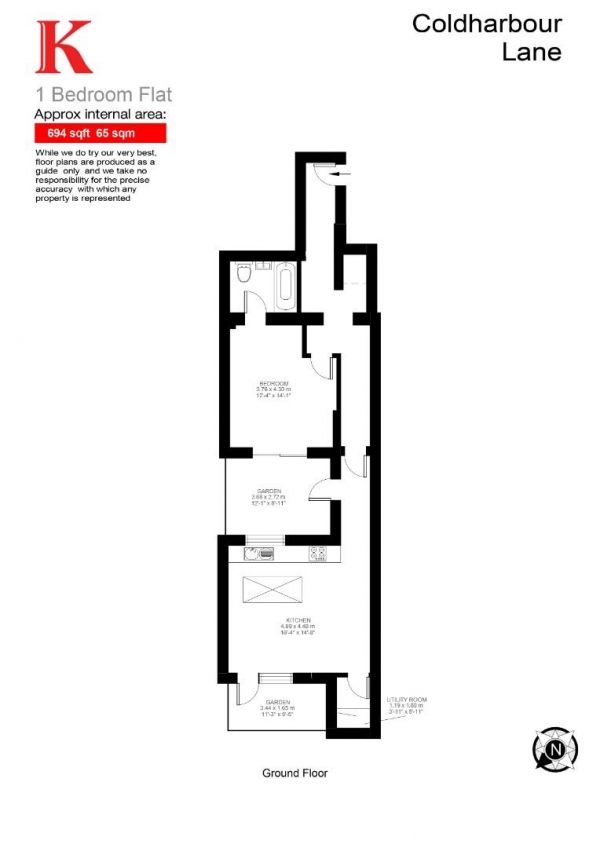 Floor Plan Image for 1 Bedroom Flat for Sale in Coldharbour Lane, SW9