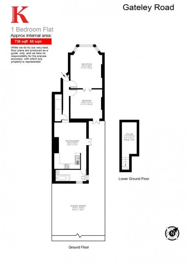 Floor Plan Image for 1 Bedroom Flat for Sale in Gateley Road, SW9