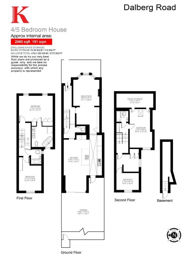 Floor Plan Image for 5 Bedroom Terraced House for Sale in Dalberg Road, SW2