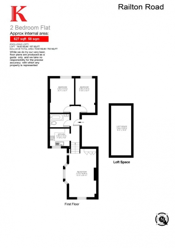 Floor Plan Image for 2 Bedroom Flat for Sale in Railton Road, SE24