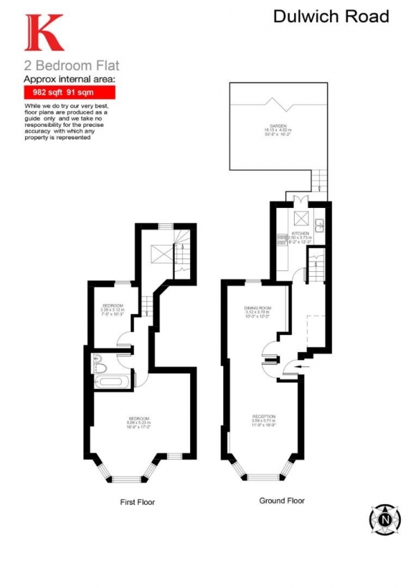 Floor Plan Image for 2 Bedroom Flat for Sale in Dulwich Road, SE24