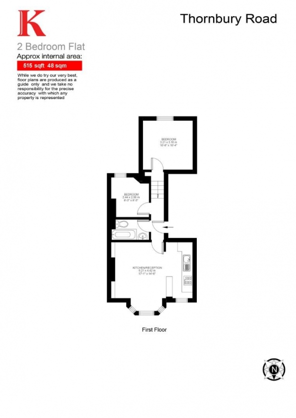 Floor Plan Image for 2 Bedroom Flat for Sale in Thornbury Road, SW2