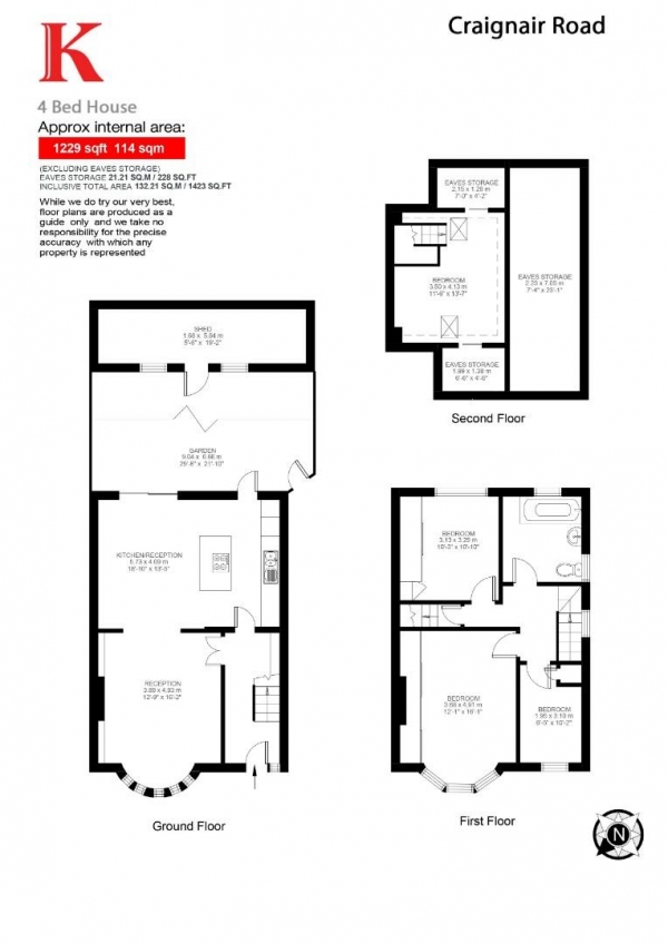 Floor Plan Image for 4 Bedroom Semi-Detached House for Sale in Craignair Road, SW2