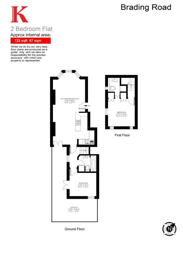 Floor Plan Image for 2 Bedroom Flat for Sale in Brading Road, SW2