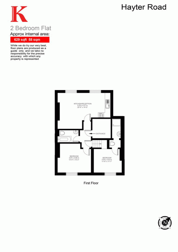 Floor Plan Image for 2 Bedroom Flat for Sale in Hayter Road, SW2