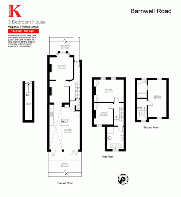 Floor Plan Image for 3 Bedroom Terraced House for Sale in Barnwell Road, SW2