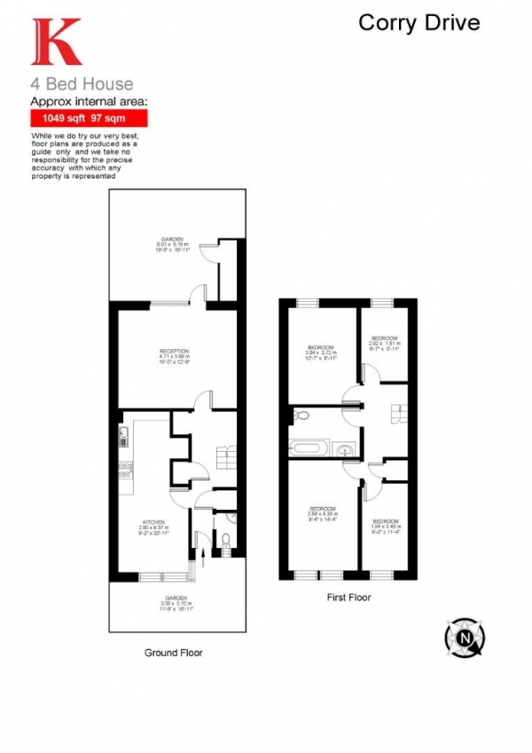 Floor Plan Image for 4 Bedroom Property for Sale in Corry Drive, SW9