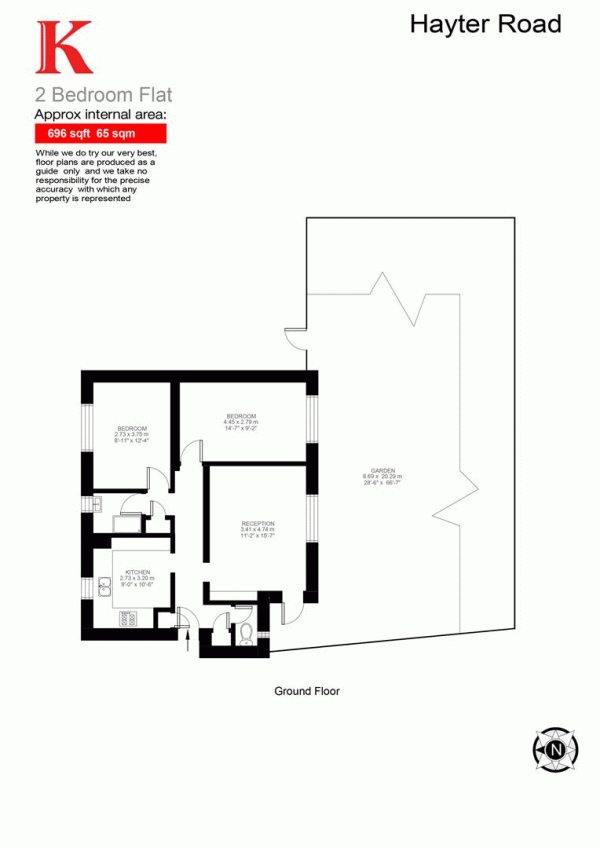 Floor Plan Image for 2 Bedroom Flat for Sale in Hayter Road, SW2