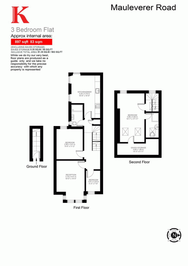 Floor Plan Image for 2 Bedroom Flat for Sale in Mauleverer Road, SW2