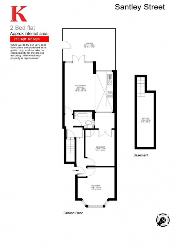 Floor Plan Image for 2 Bedroom Flat for Sale in Santley Street, SW4