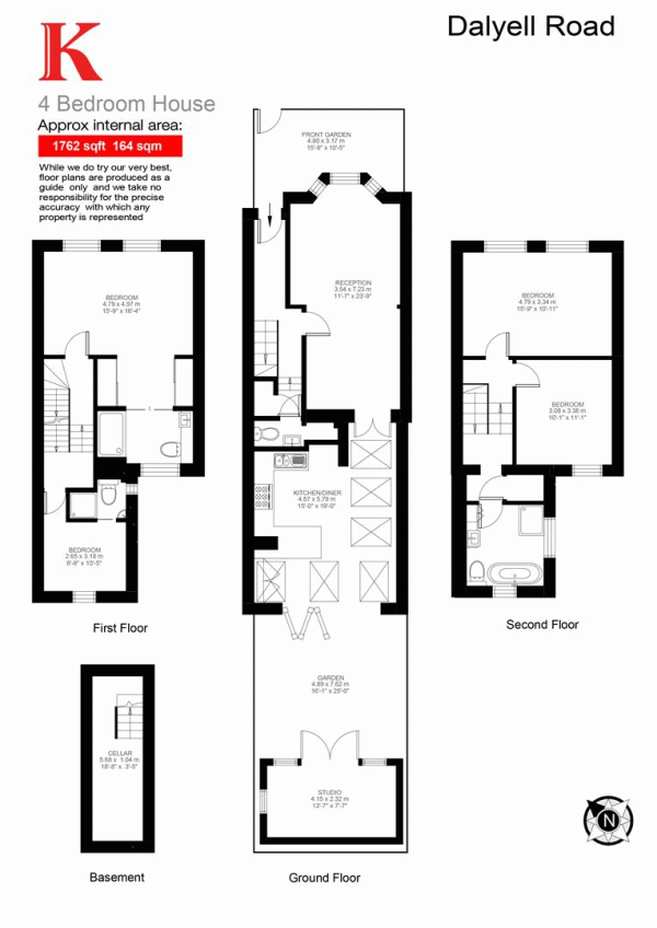 Floor Plan Image for 4 Bedroom Terraced House for Sale in Dalyell Road, SW9