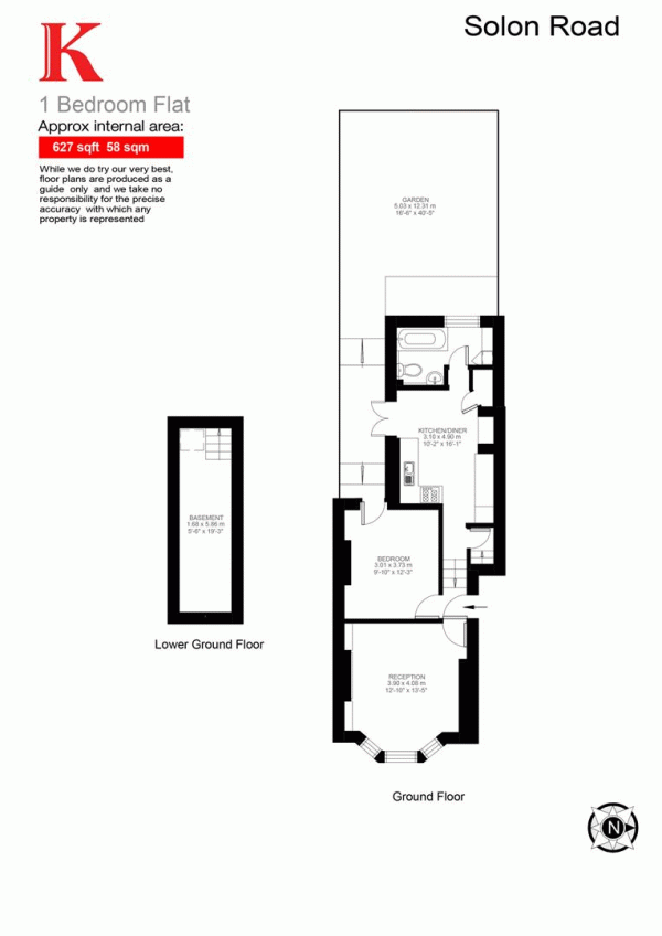 Floor Plan Image for 1 Bedroom Flat for Sale in Solon Road, SW2