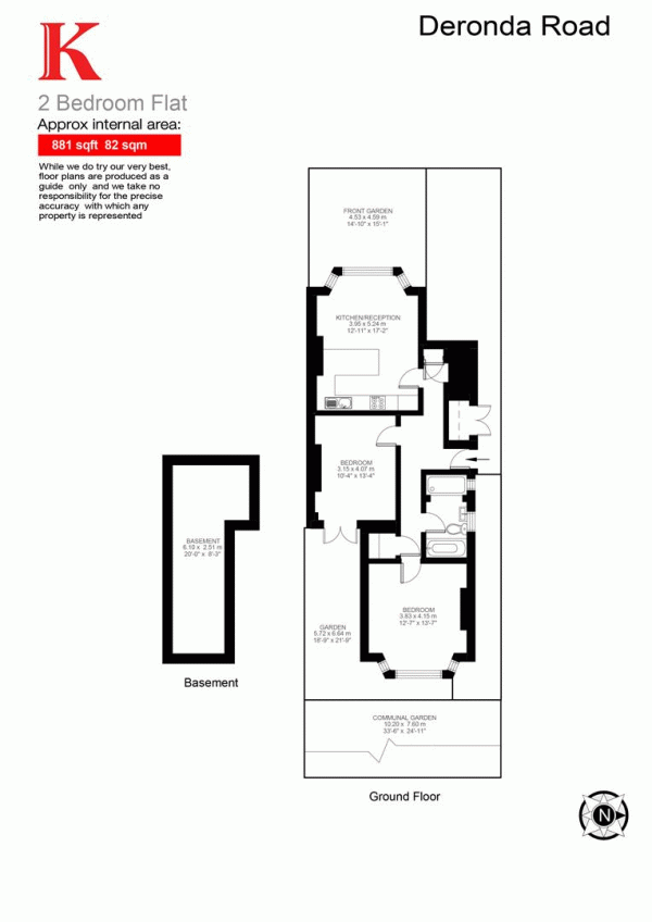 Floor Plan Image for 2 Bedroom Flat for Sale in Deronda Road, SE24