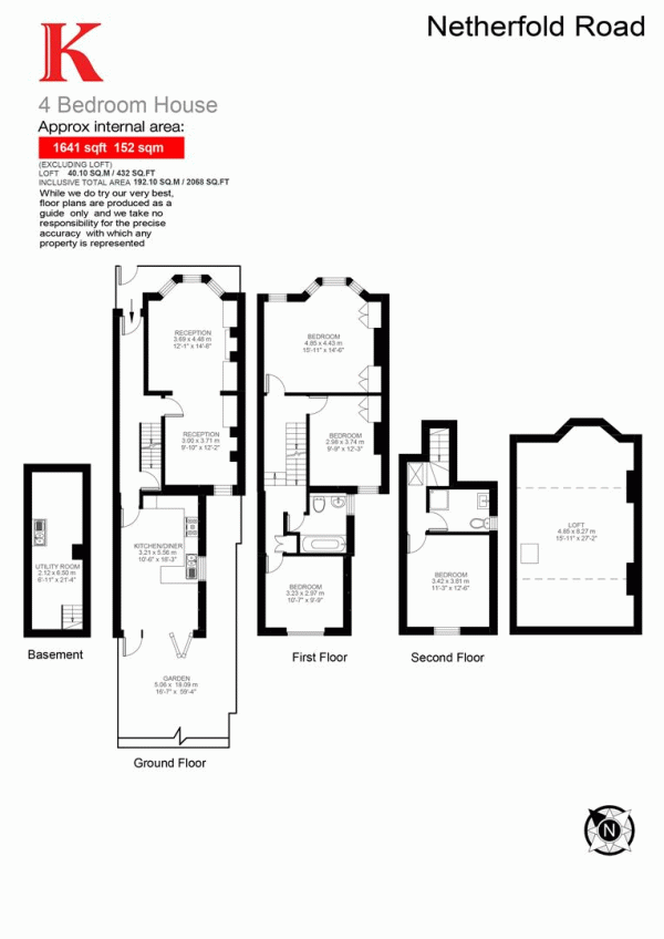 Floor Plan Image for 4 Bedroom Property for Sale in Netherford Road, SW4