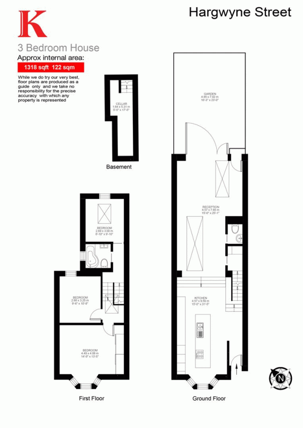 Floor Plan Image for 3 Bedroom Property for Sale in Hargwyne Street, SW9