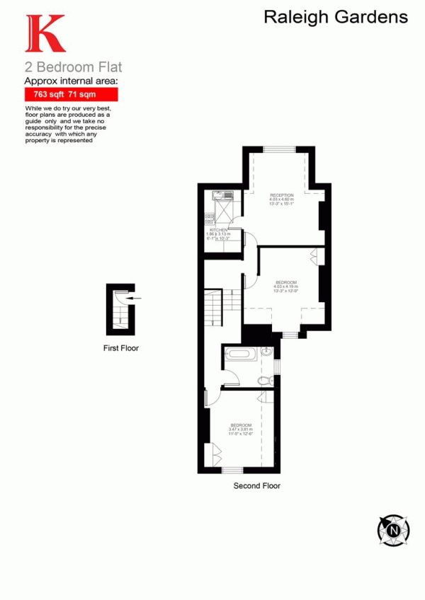 Floor Plan for 2 Bedroom Flat for Sale in Raleigh Gardens, SW2, SW2, 1AD -  &pound575,000