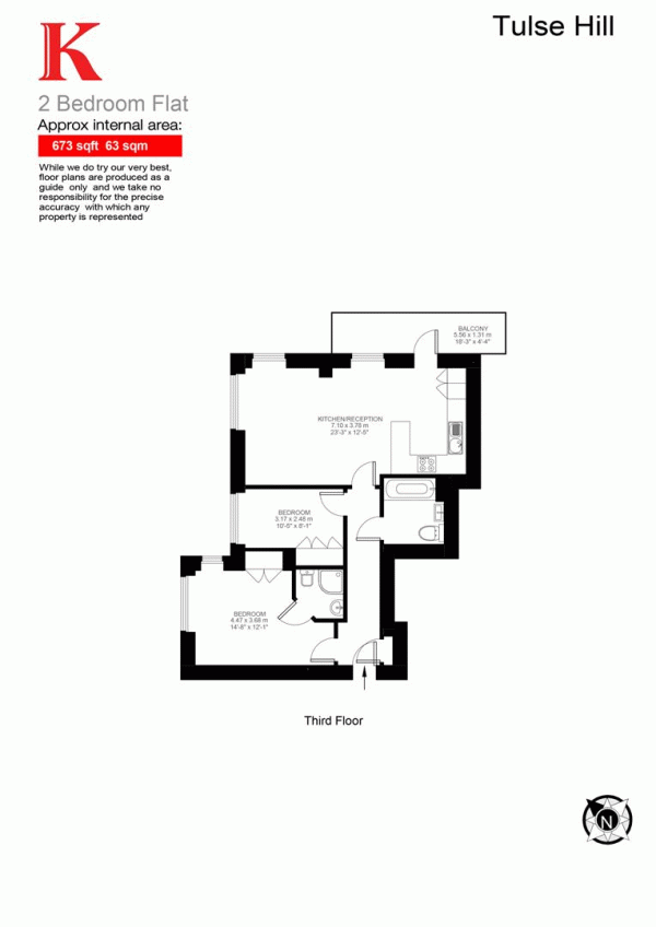 Floor Plan Image for 2 Bedroom Flat for Sale in Tulse Hill, SW2