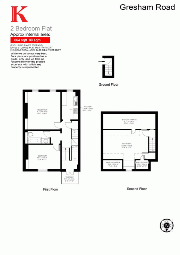 Floor Plan for 2 Bedroom Flat for Sale in Gresham Road, SW9, SW9, 7NU -  &pound575,000