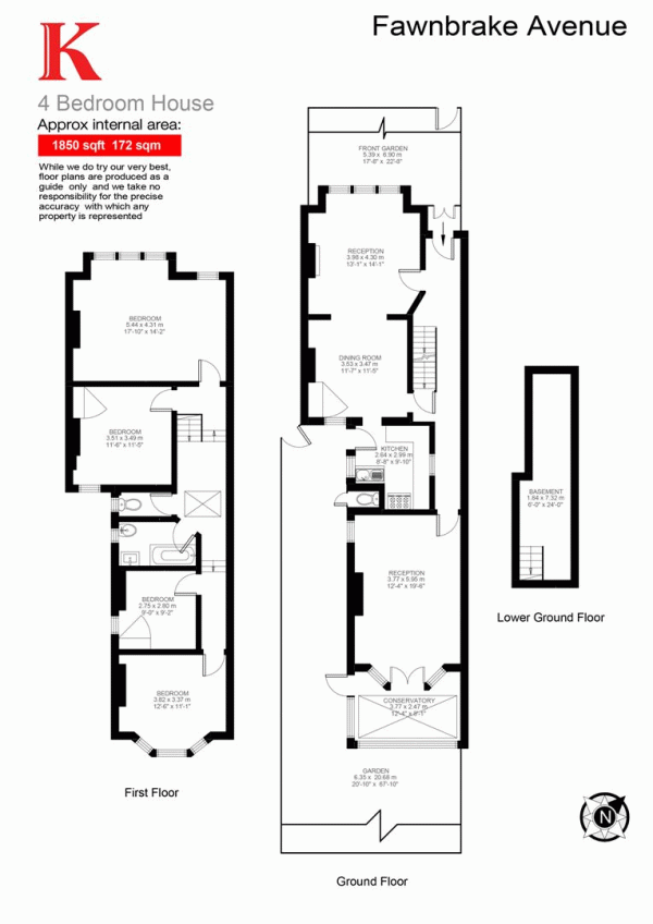 Floor Plan Image for 4 Bedroom Semi-Detached House for Sale in Fawnbrake Avenue, SE24