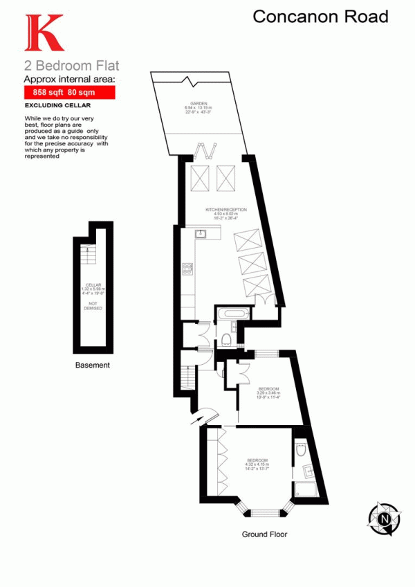 Floor Plan Image for 2 Bedroom Flat for Sale in Concanon Road, SW2