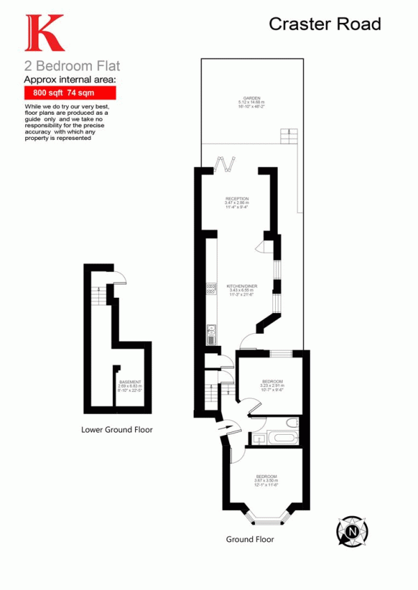 Floor Plan Image for 2 Bedroom Flat for Sale in Craster Road, SW2