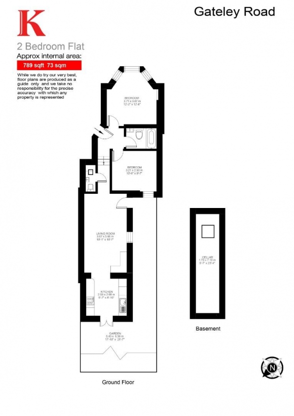 Floor Plan Image for 2 Bedroom Flat for Sale in Gateley Road, SW9