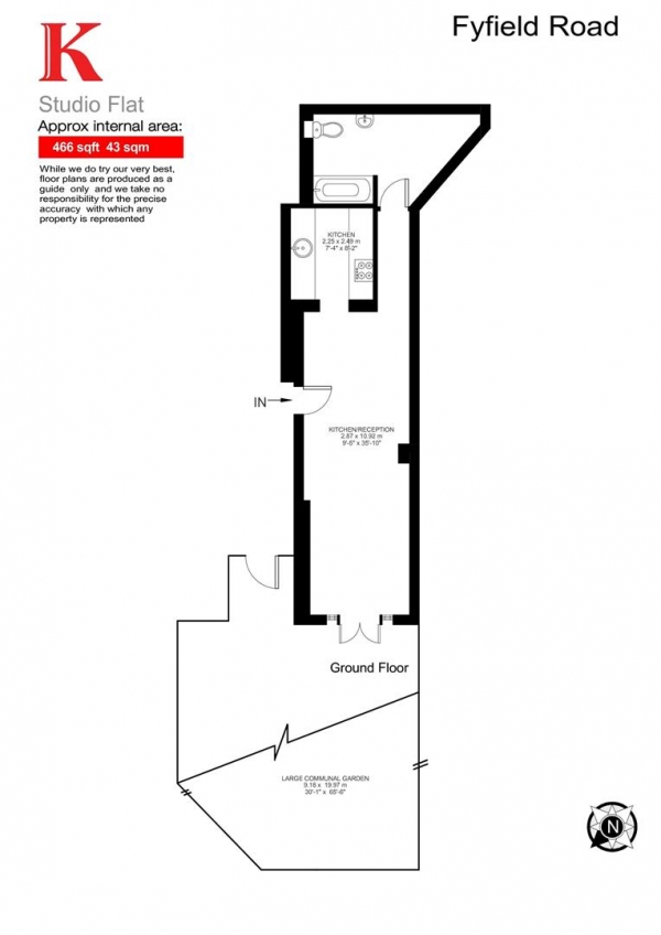 Floor Plan Image for Studio for Sale in Fyfield Road, SW9