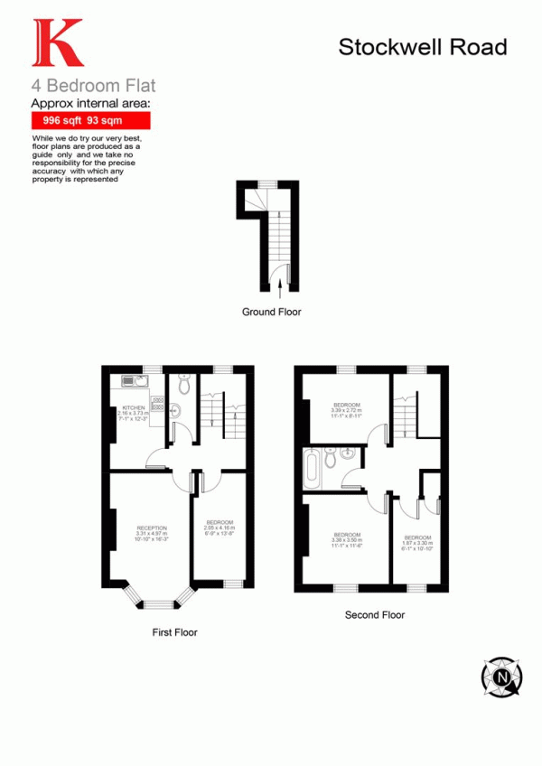 Floor Plan Image for 4 Bedroom Flat for Sale in Stockwell Road, SW9