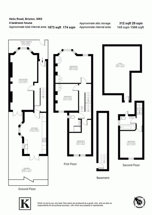 Floor Plan Image for 4 Bedroom Property for Sale in Helix Road, SW2