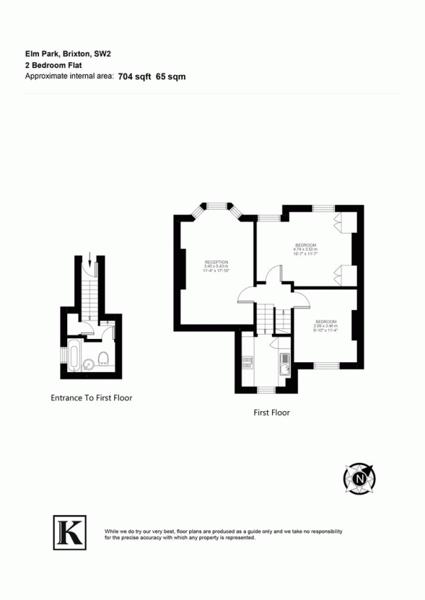 Floor Plan for 2 Bedroom Flat for Sale in Elm Park, SW2, SW2, 2UB -  &pound600,000