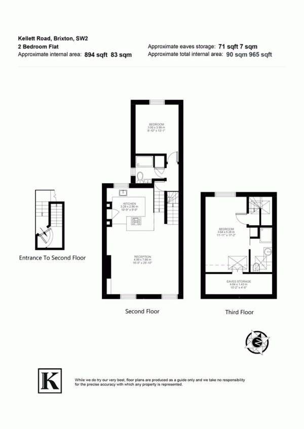 Floor Plan for 2 Bedroom Flat for Sale in Kellett Road, SW2, SW2, 1EA - Offers Over &pound700,000