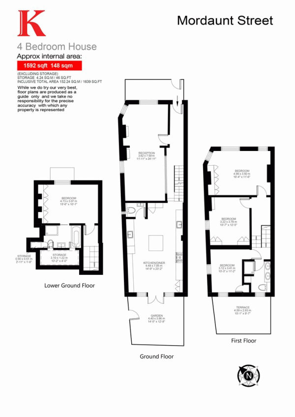 Floor Plan Image for 4 Bedroom Property for Sale in Mordaunt Street, SW9