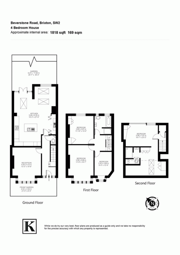 Floor Plan Image for 4 Bedroom Terraced House for Sale in Beverstone Road, SW2