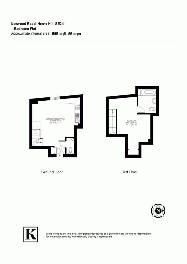 Floor Plan Image for 1 Bedroom Flat for Sale in Norwood Road, SE24