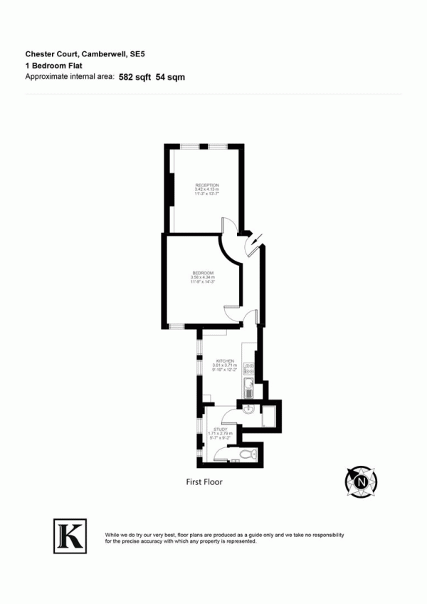 Floor Plan Image for 1 Bedroom Flat for Sale in Lomond Grove, SE5