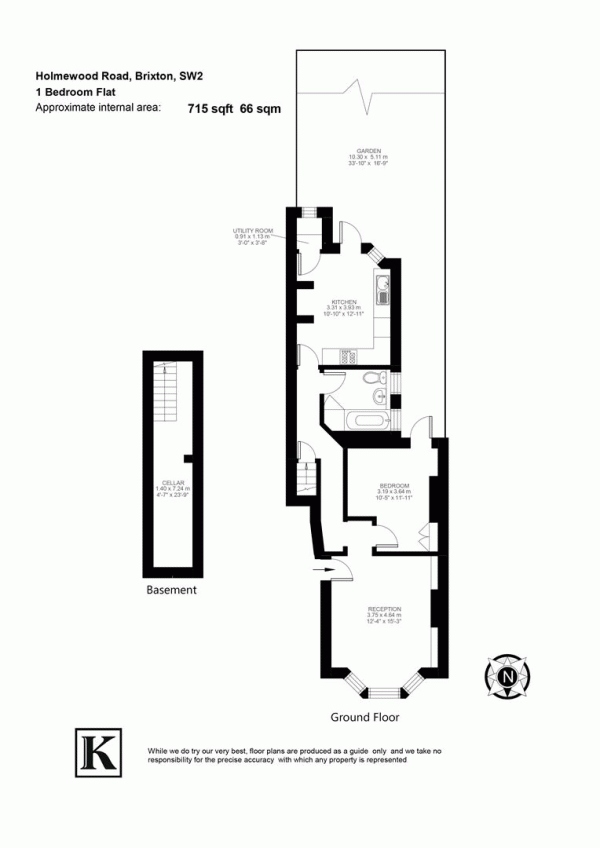 Floor Plan Image for 1 Bedroom Flat for Sale in Holmewood Road, SW2