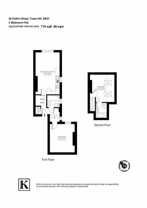 Floor Plan Image for 2 Bedroom Flat for Sale in St Faith's Road, SE21