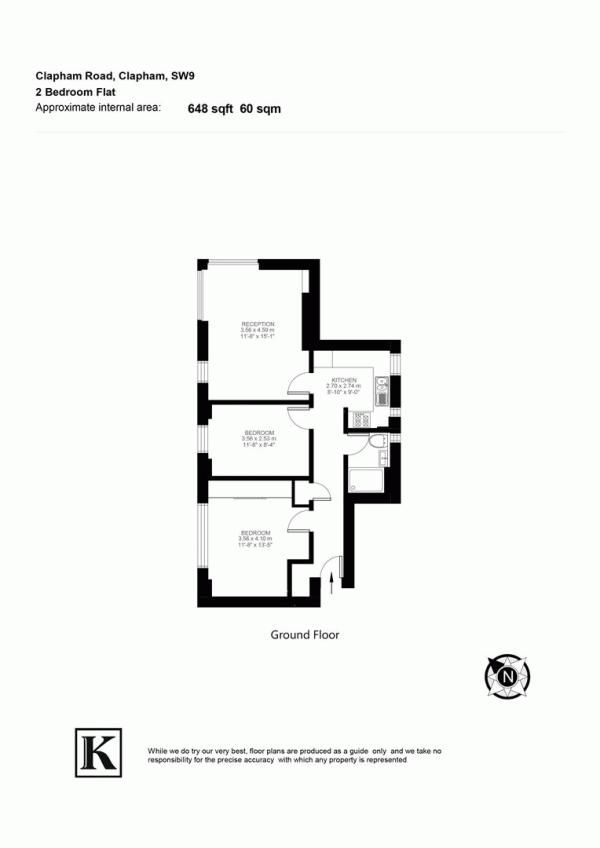 Floor Plan Image for 2 Bedroom Flat for Sale in Clapham Road, SW9