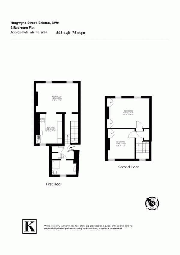 Floor Plan for 2 Bedroom Flat for Sale in Hargwyne Street, SW9, SW9, 9RQ -  &pound625,000