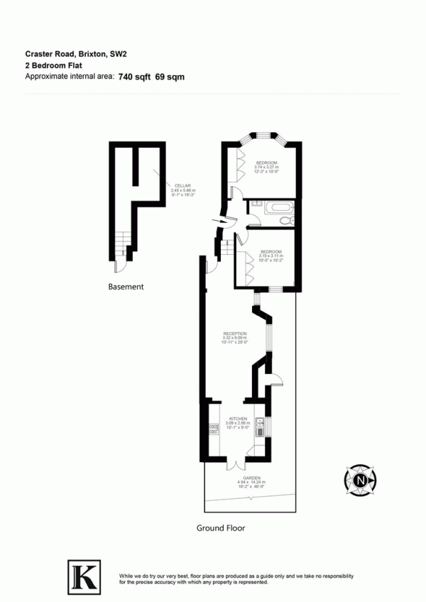 Floor Plan Image for 2 Bedroom Flat for Sale in Craster Road, SW2