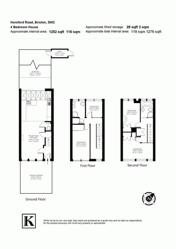 Floor Plan Image for 4 Bedroom Property for Sale in Horsford Road, SW2