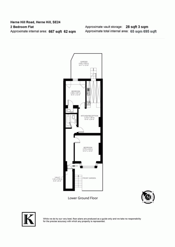 Floor Plan Image for 2 Bedroom Flat for Sale in Herne Hill Road, SE24