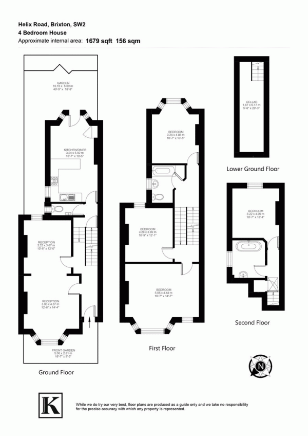 Floor Plan Image for 4 Bedroom Property for Sale in Helix Road, SW2