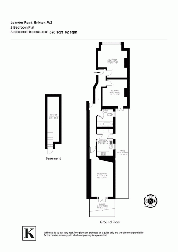 Floor Plan Image for 2 Bedroom Flat for Sale in Leander Road, SW2