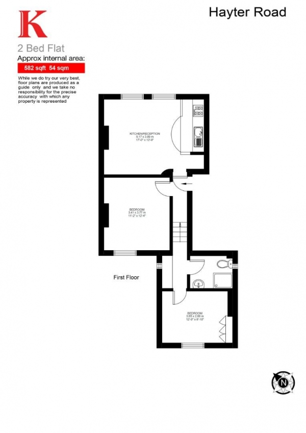 Floor Plan for 2 Bedroom Flat for Sale in Hayter Road, SW2, SW2, 5AS -  &pound500,000